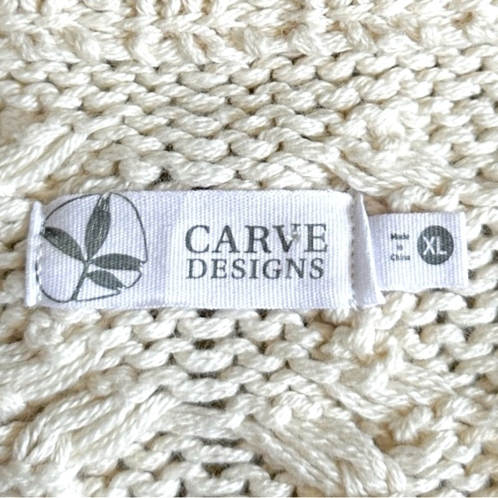 Carve Designs Cream Chunky Knit Cable Knit Sweater, Size XL - Picture 6 of 7
